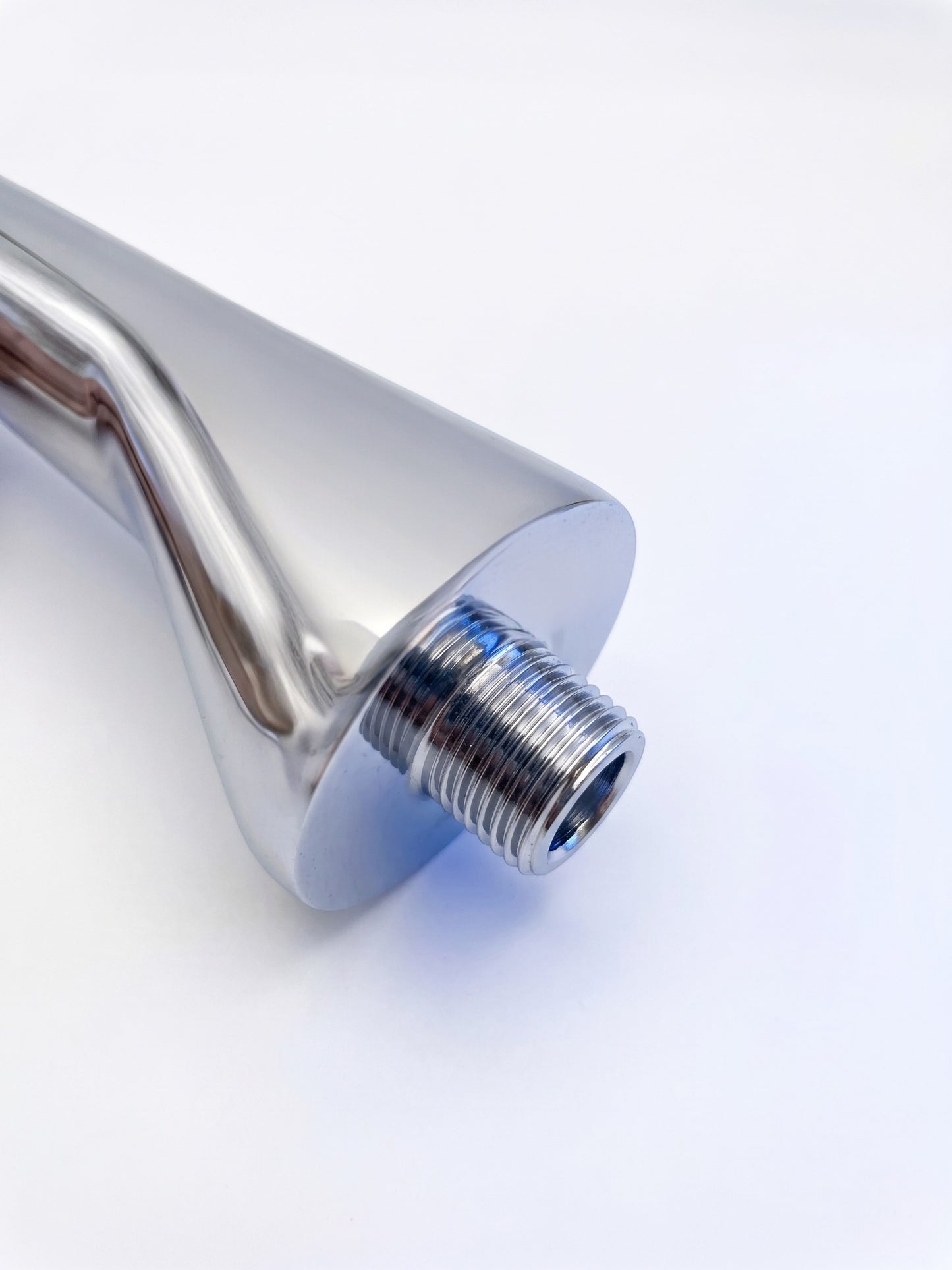 Onyx Elements chrome bathtub spout showing the threaded connection point for plumbing installation