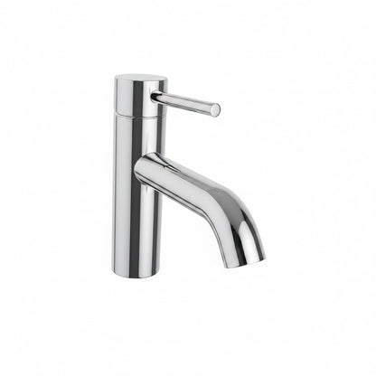 Onyx Elements modern chrome bathroom sink faucet with a sleek rounded design and single lever handle