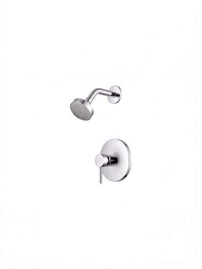 Onyx Elements modern chrome shower faucet set with wall-mounted shower head and single-handle control valve.