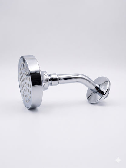 Onyx Elements polished chrome wall-mounted shower head with a modern minimalist design and circular spray face.