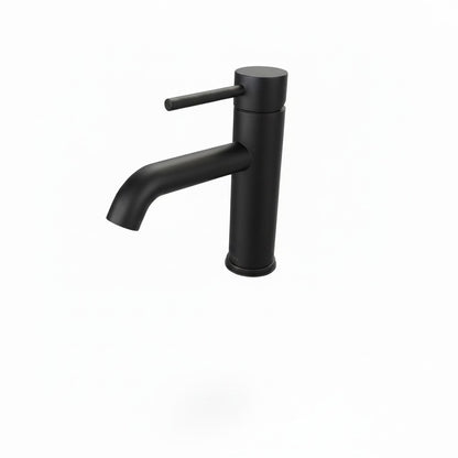 Onyx Elements modern single-handle bathroom sink faucet in a sleek matte black finish with a minimalist design.