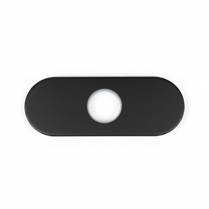 Onyx Elements matte black oval deck plate for modern bathroom sink faucet installation