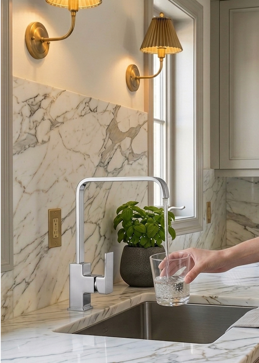 Modern Squared Kitchen Faucet - Chrome